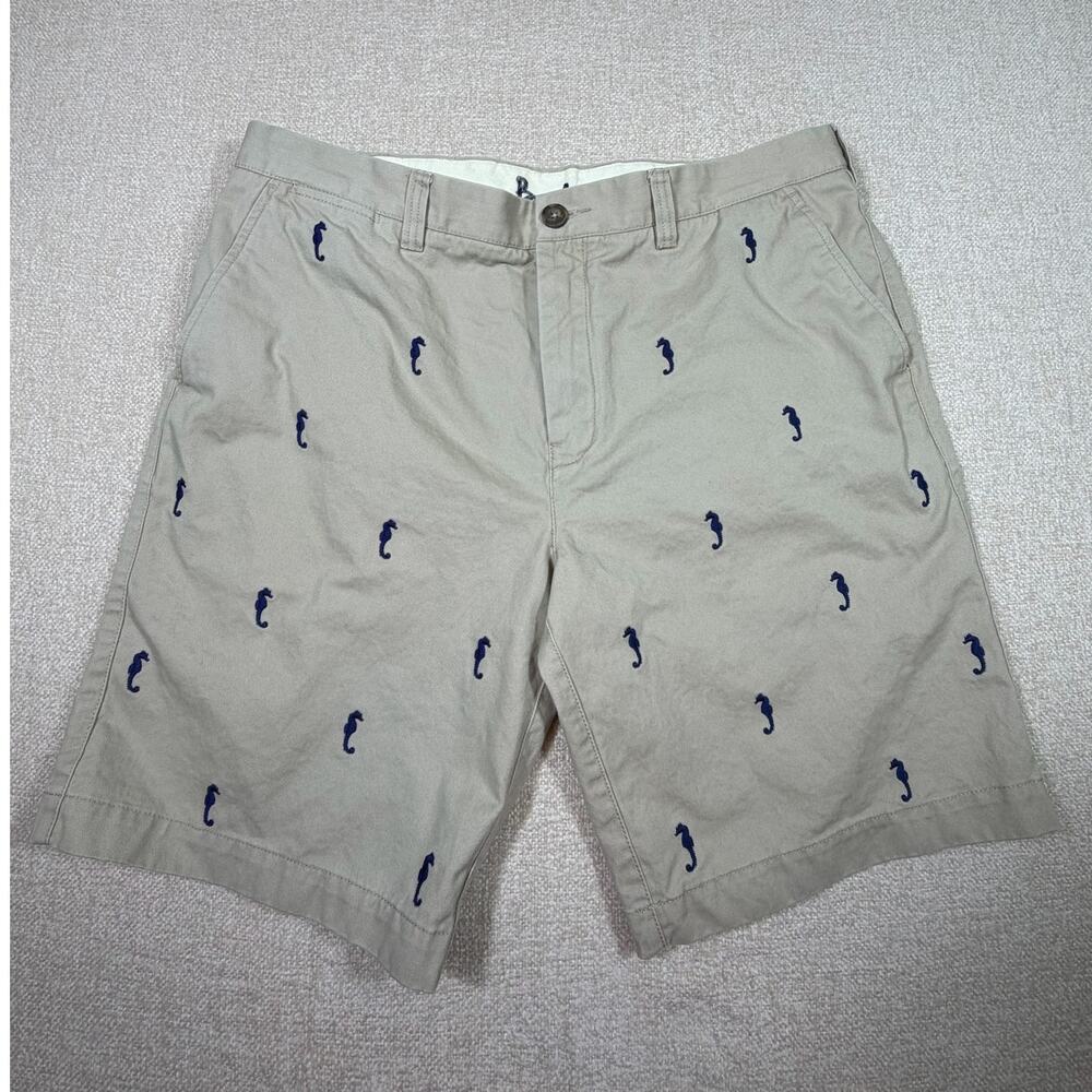 Boden Men 40 Khaki Embroidered Seahorse Walking Golf Preppy Coastal Shorts